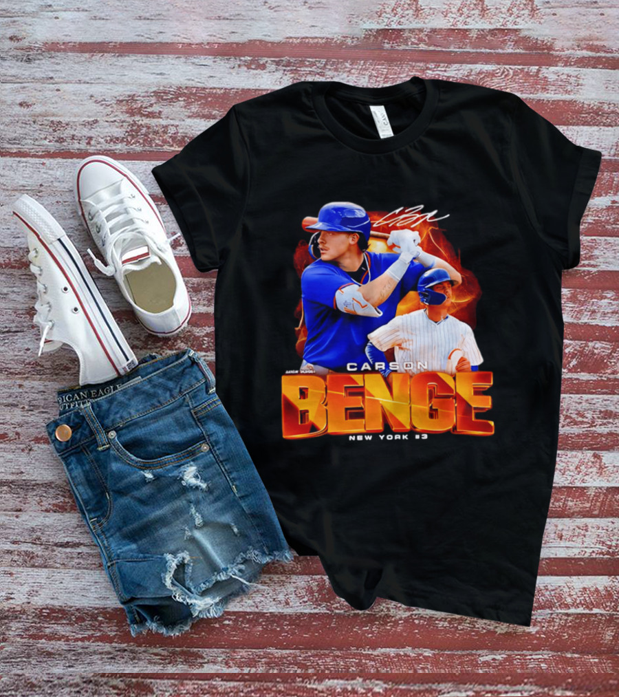 Carson Benge New York Mets NYM Baseball Collage T-Shirt