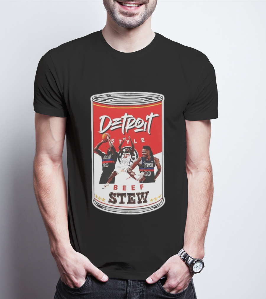 Detroit Style Beef Stew Basketball Can 28 T-Shirt