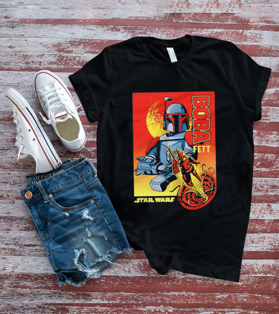 Star Wars Boba Fett Sarlacc Escape Retro Comic T-Shirt
