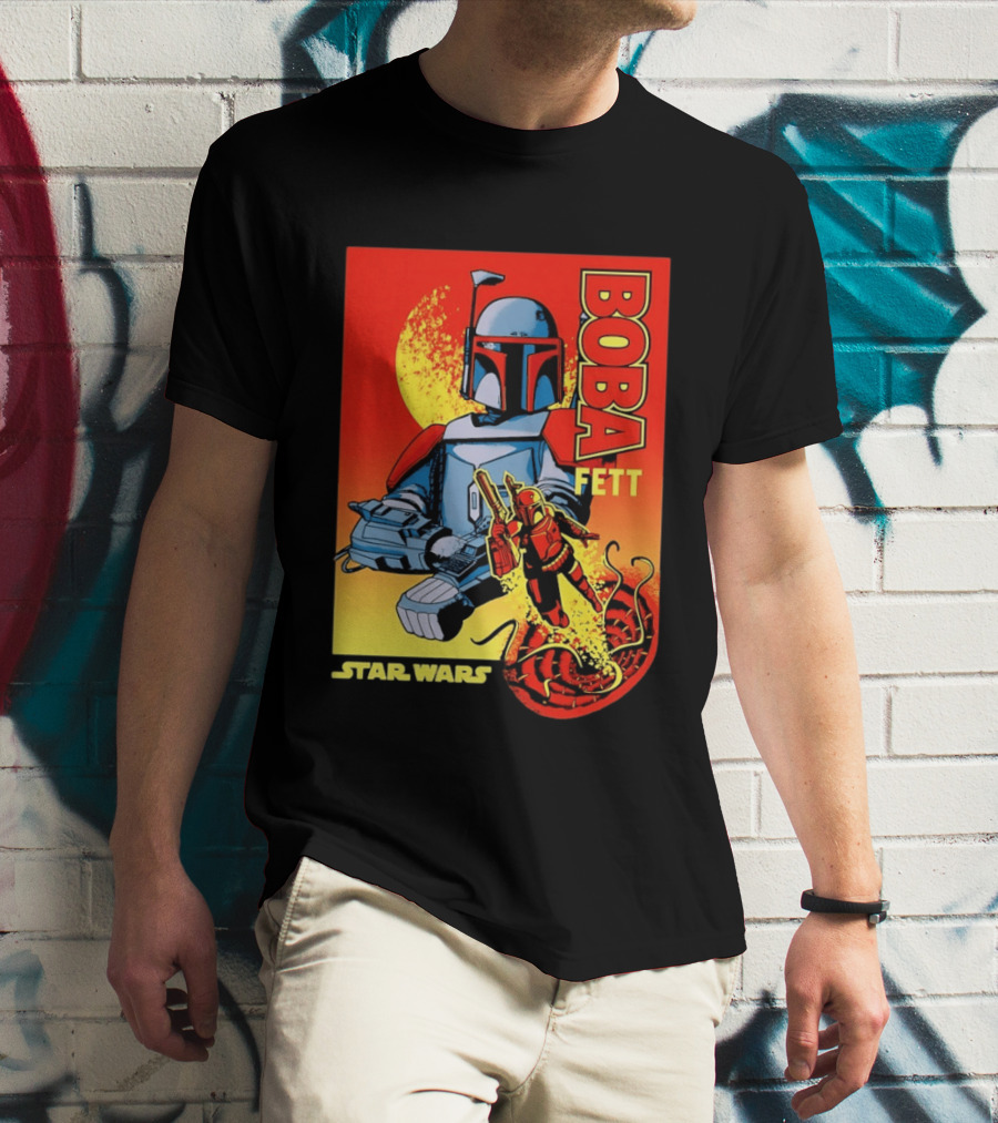 Star Wars Boba Fett Sarlacc Escape Retro Comic T-Shirt