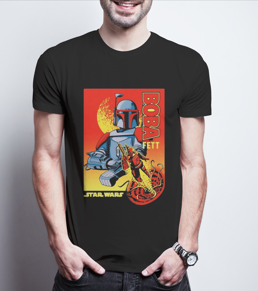 Star Wars Boba Fett Sarlacc Escape Retro Comic T-Shirt