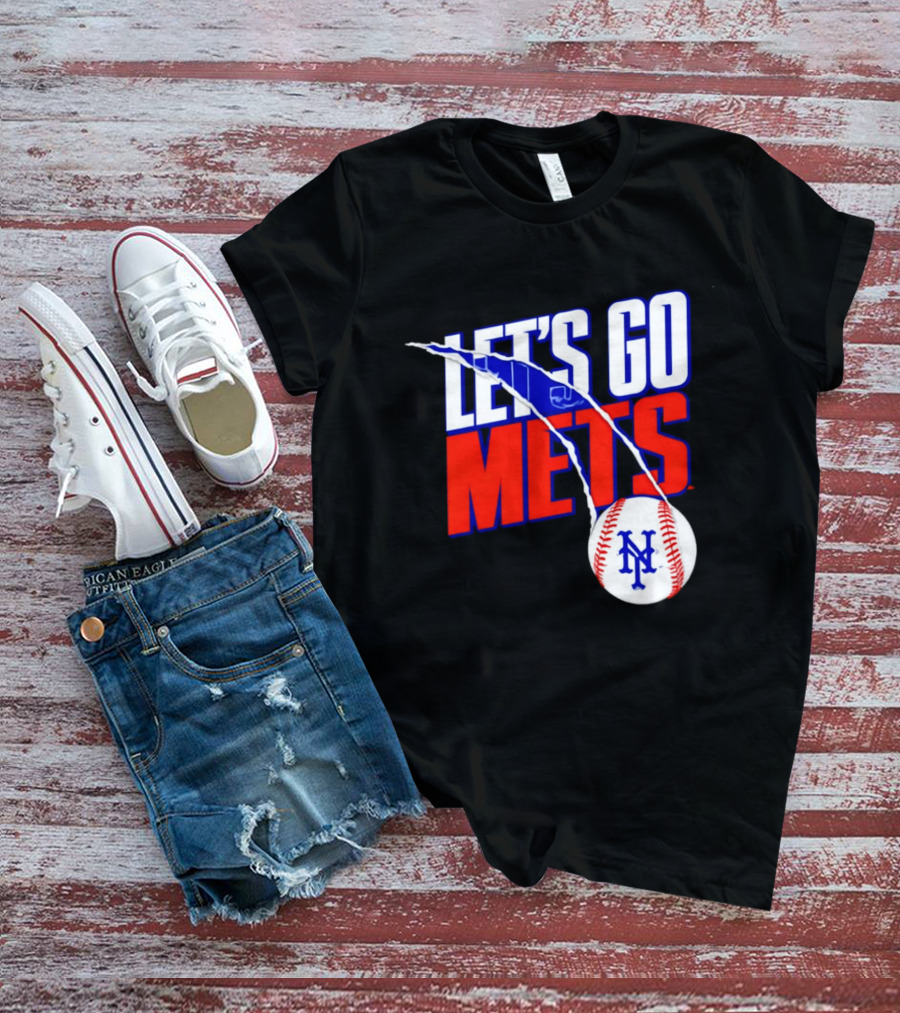 New York Mets Let's Go Mets Baseball Royal Splitter T-Shirt