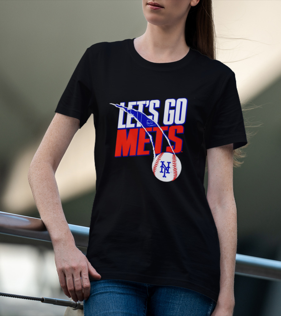 New York Mets Let's Go Mets Baseball Royal Splitter T-Shirt
