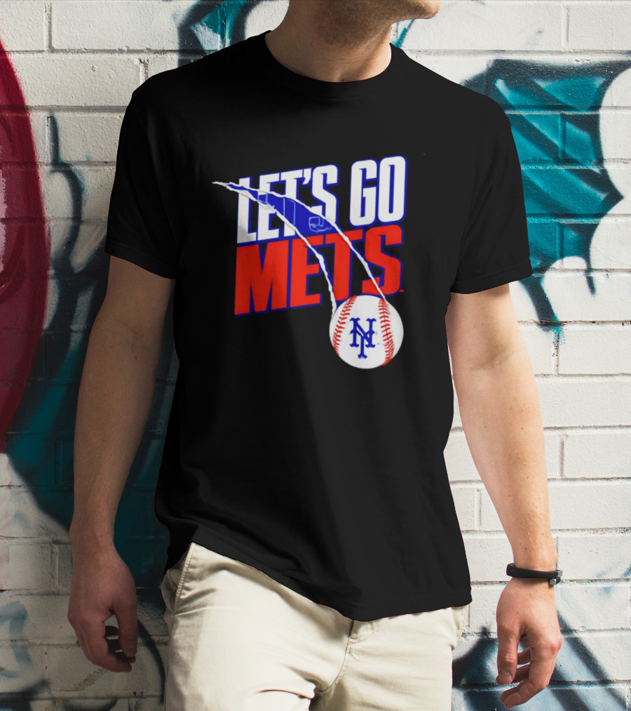 New York Mets Let's Go Mets Baseball Royal Splitter T-Shirt