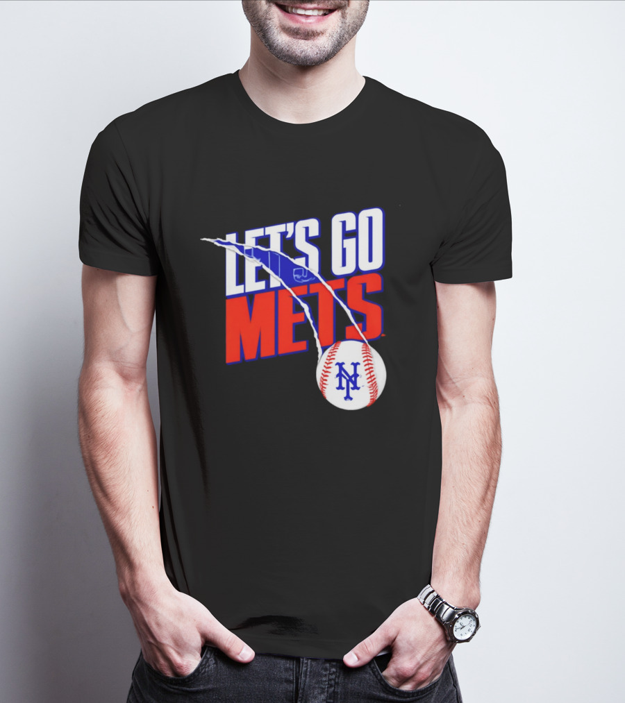 New York Mets Let's Go Mets Baseball Royal Splitter T-Shirt