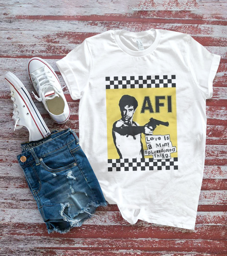 AFI Love Is A Many Splendored Thing Gun Silhouette Checkerboard T-Shirt