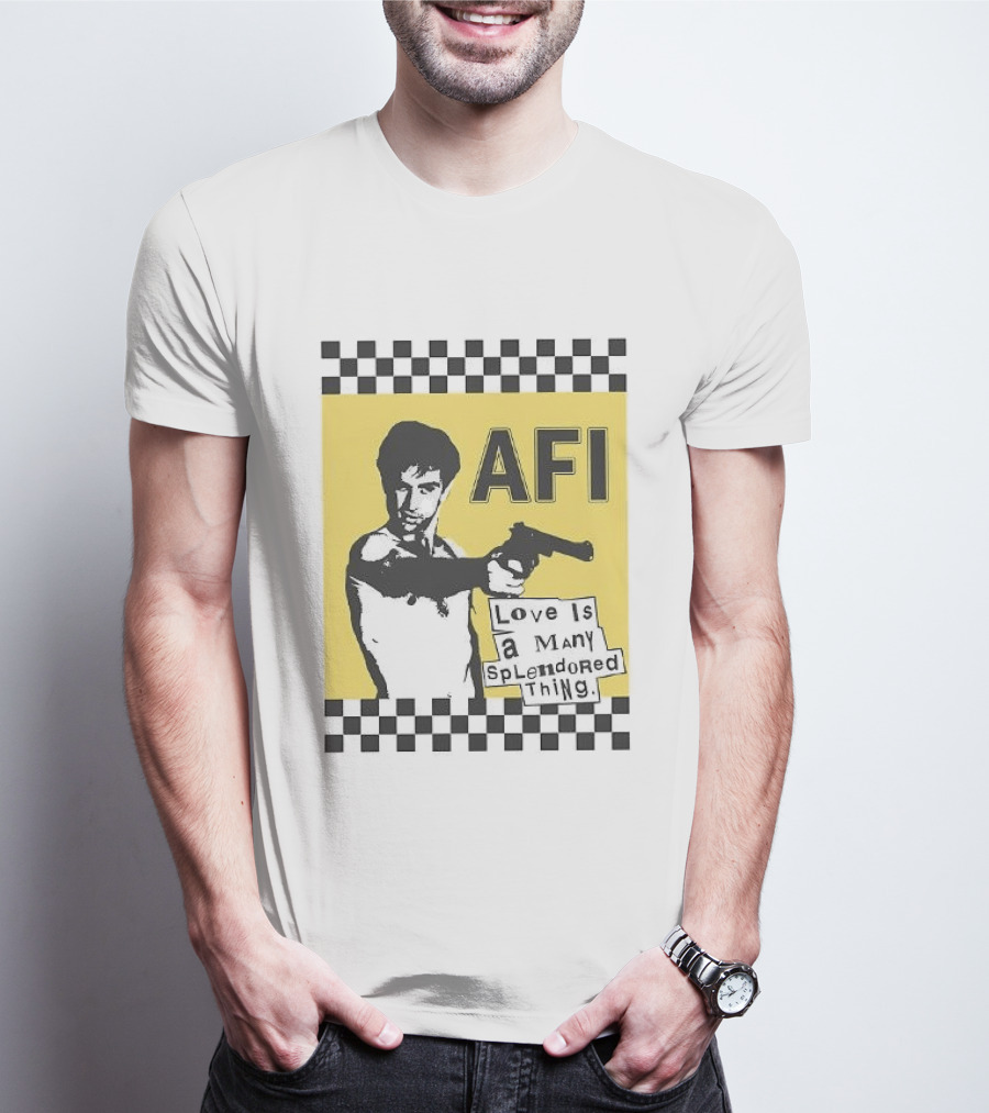 AFI Love Is A Many Splendored Thing Gun Silhouette Checkerboard T-Shirt