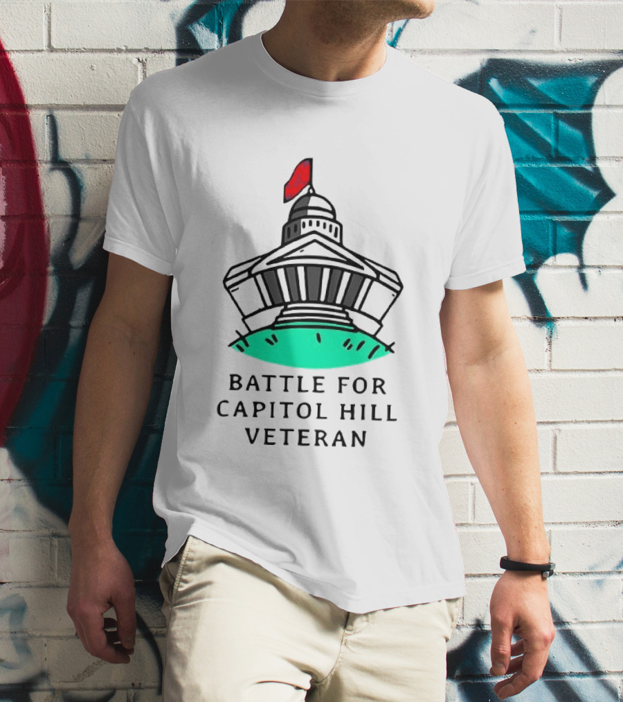 Battle For Capitol Hill Veteran UFO Dome Red Flag T-Shirt