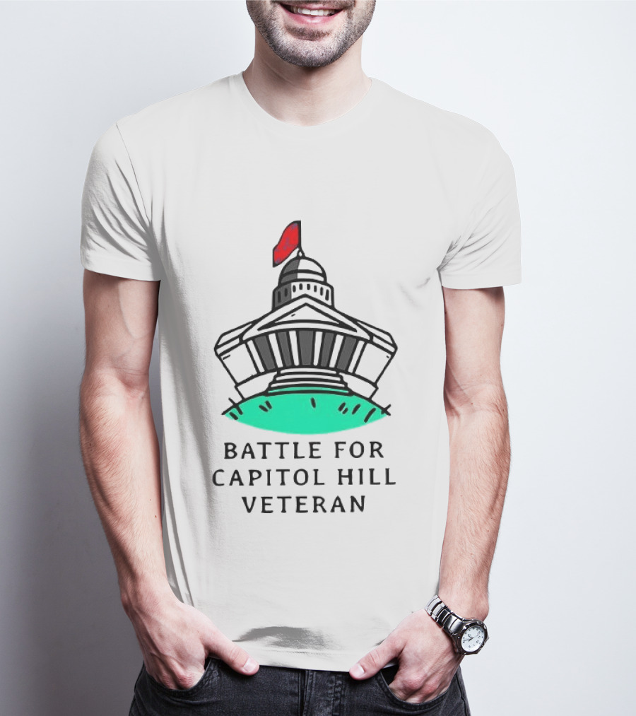 Battle For Capitol Hill Veteran UFO Dome Red Flag T-Shirt