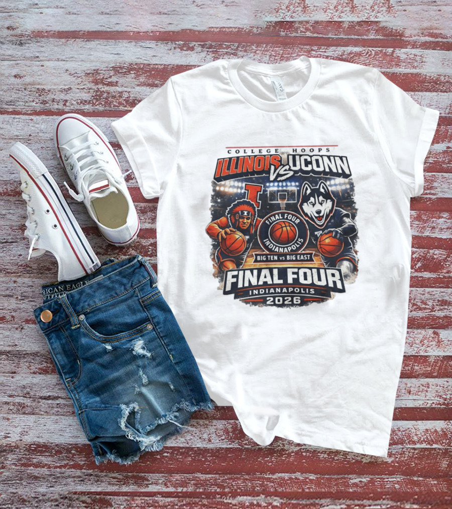 Illinois Fighting Illini Vs UConn Huskies Final Four Indianapolis 2026 Big Ten Vs Big East T-Shirt