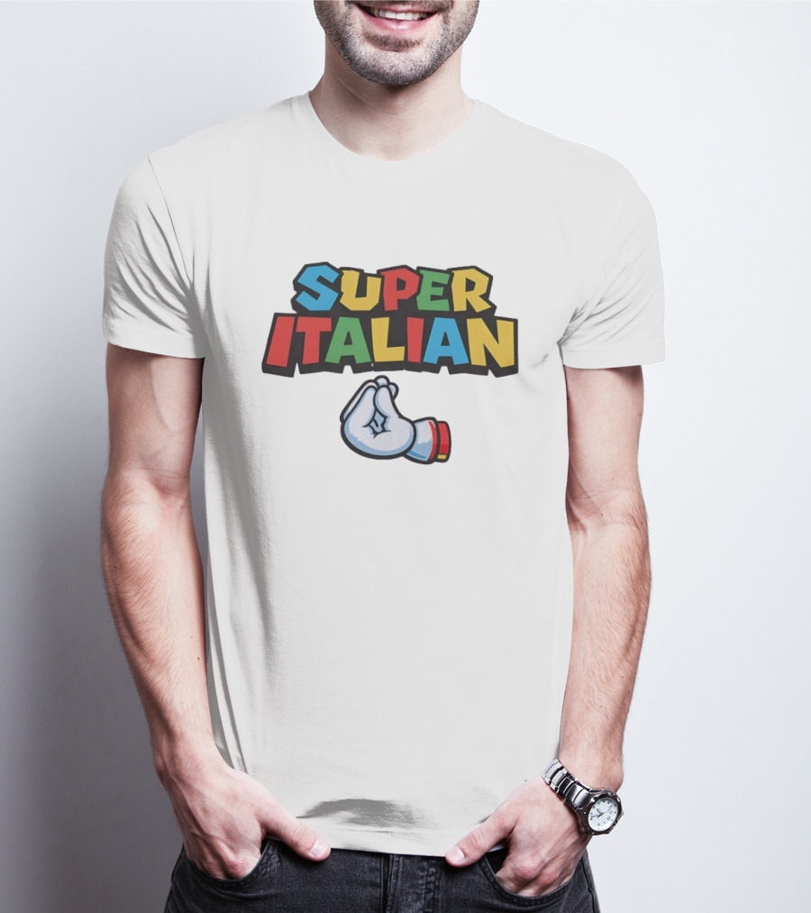 Super Italian Hand Gesture Colorful Letters T-Shirt