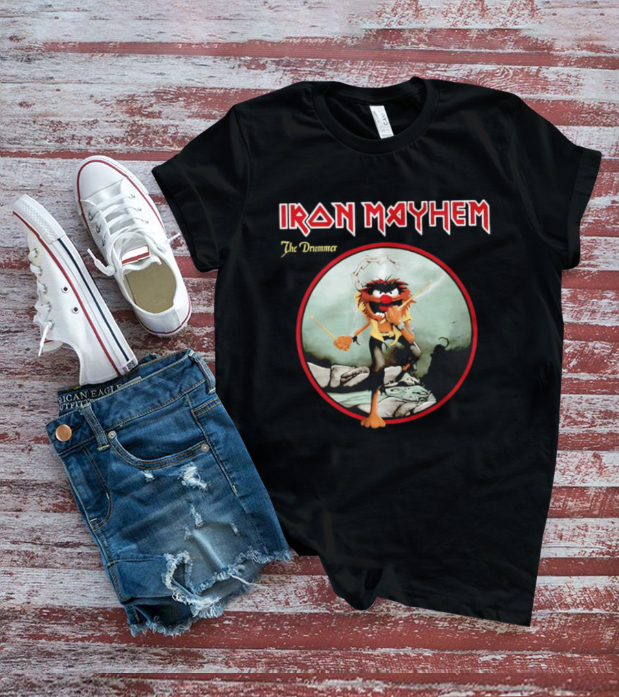 Animal The Muppets Iron Mayhem Rock Band Drummer T-Shirt