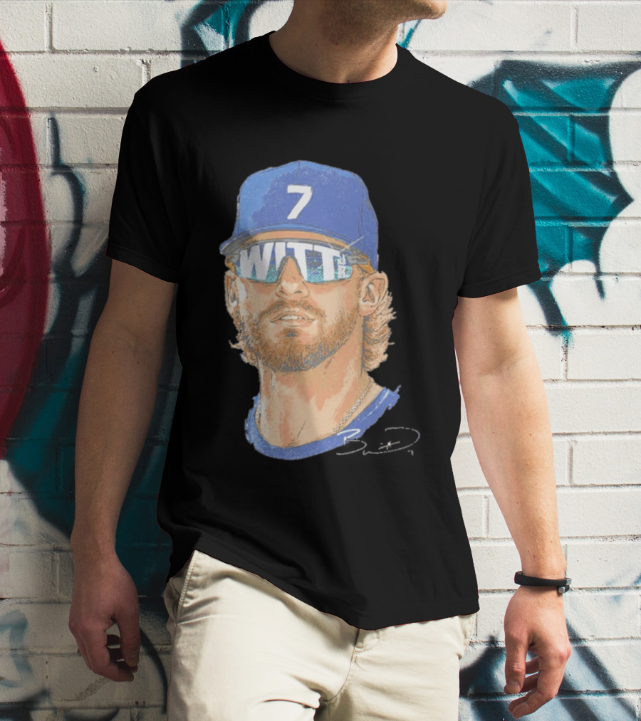 Bobby Witt Jr Kansas City Royals Sunglasses Blue Cap Number 7 T-Shirt