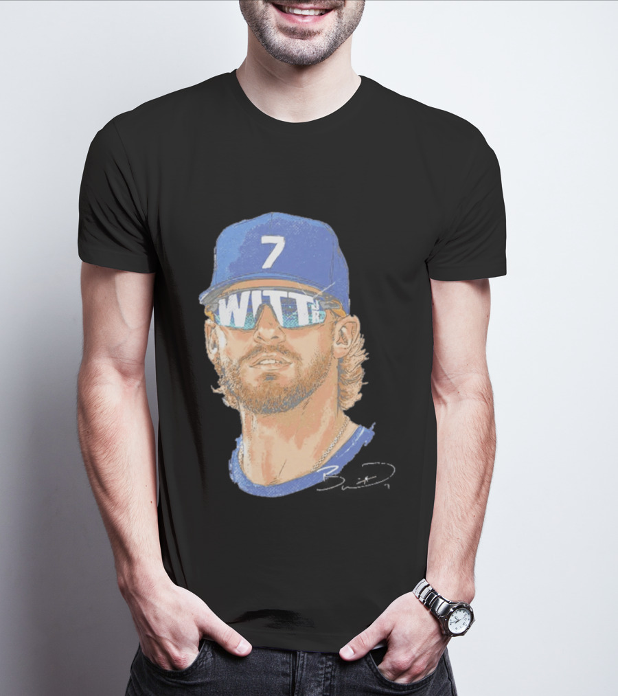 Bobby Witt Jr Kansas City Royals Sunglasses Blue Cap Number 7 T-Shirt