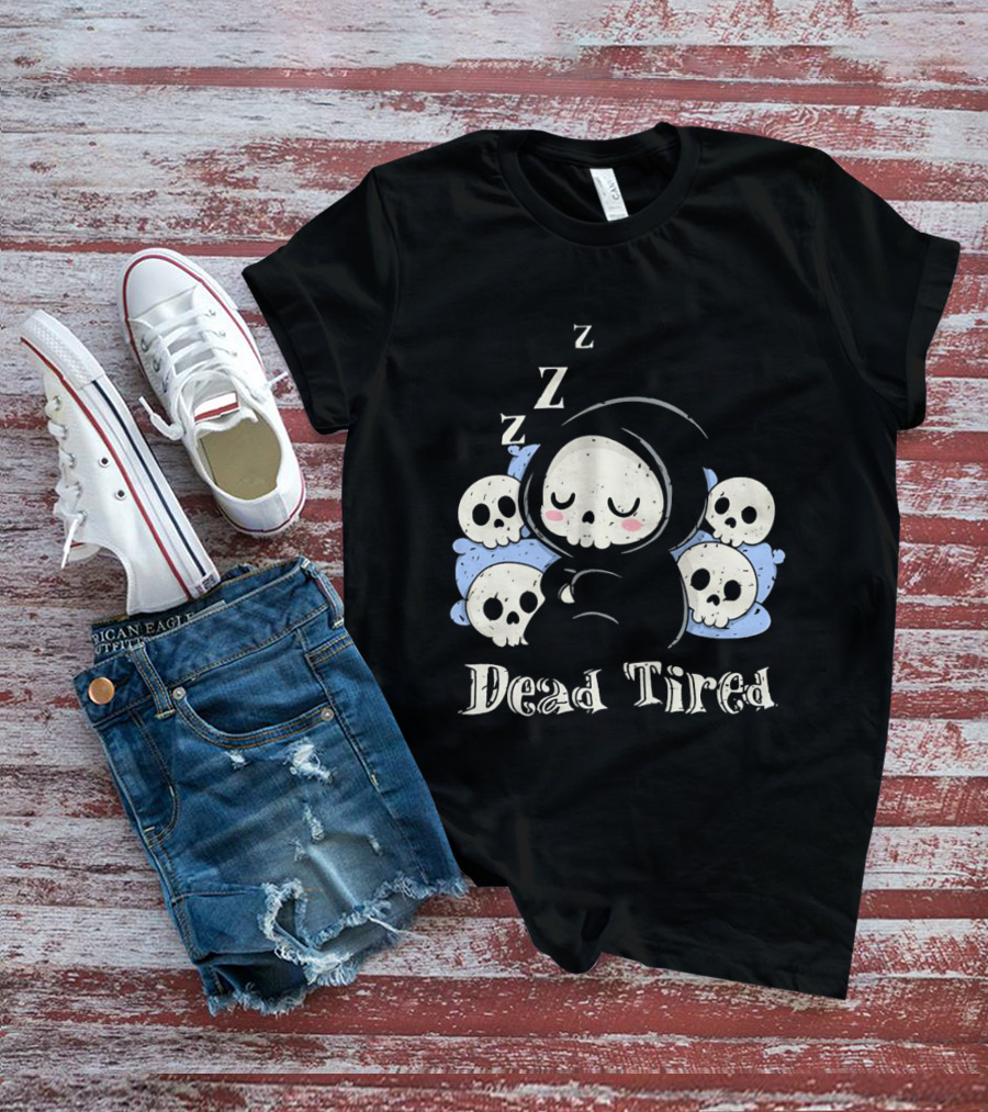 Grim Reaper Sleeping Among Skulls Dead Tired With ZZZ T-Shirt
