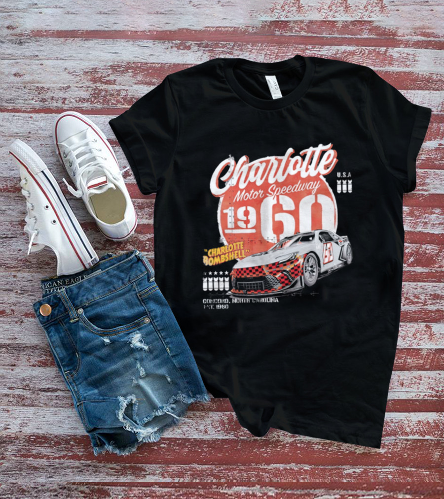 Charlotte Motor Speedway 1960 Bombshell Classic Racing USA T-Shirt