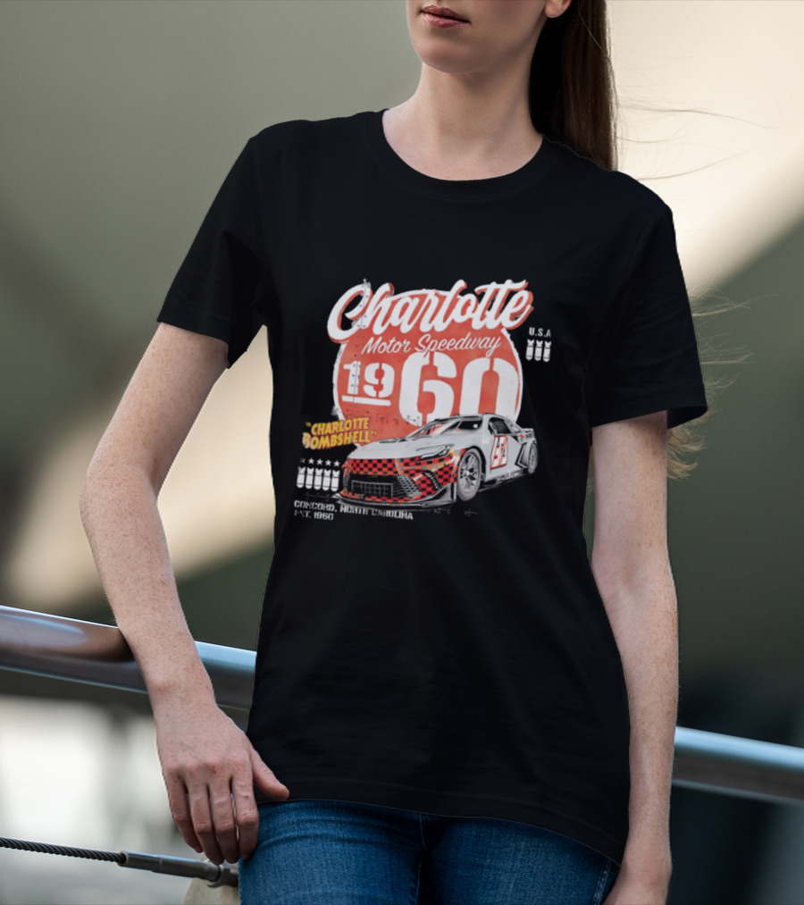 Charlotte Motor Speedway 1960 Bombshell Classic Racing USA T-Shirt