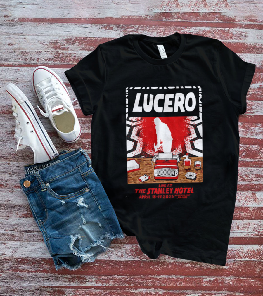 LUCERO Estes Park CO 2026 Red Typewriter Scene T-Shirt