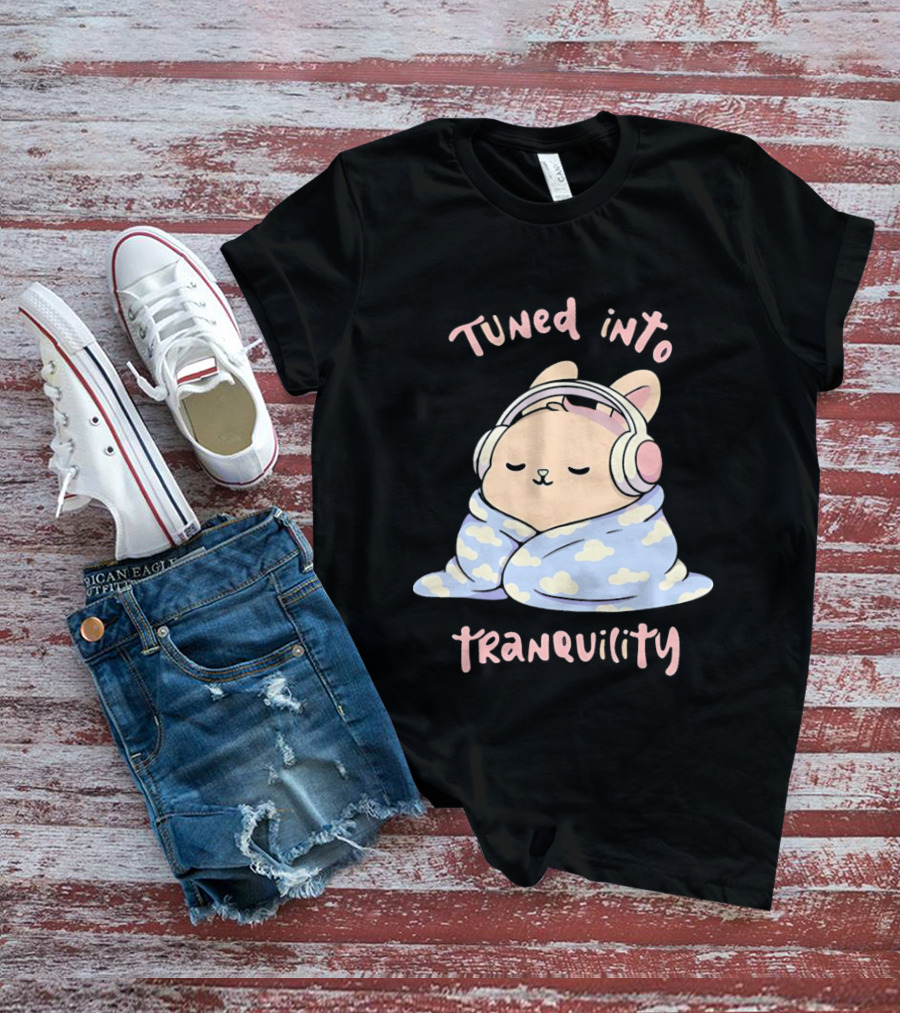 Tuned Into Tranquility Chill Bunny With Headphones T-Shirt
