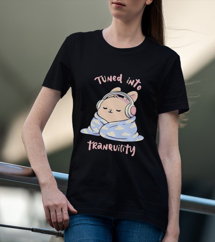 Tuned Into Tranquility Chill Bunny With Headphones T-Shirt