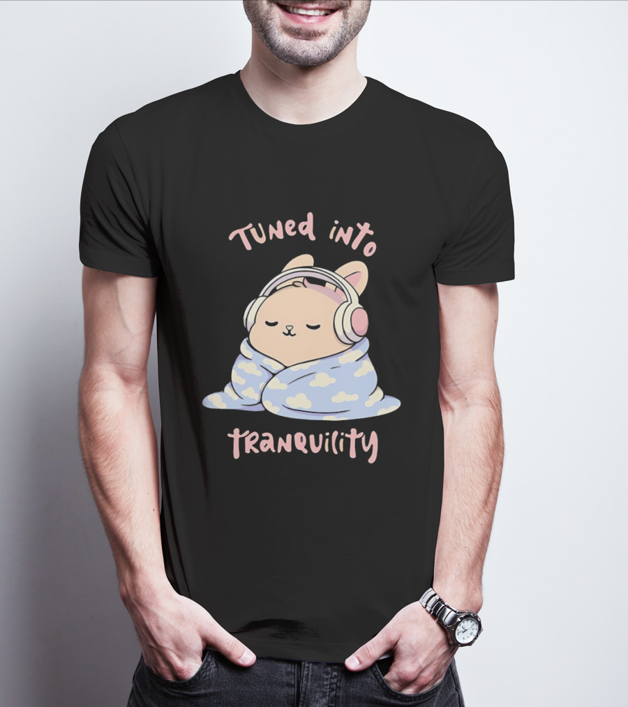 Tuned Into Tranquility Chill Bunny With Headphones T-Shirt