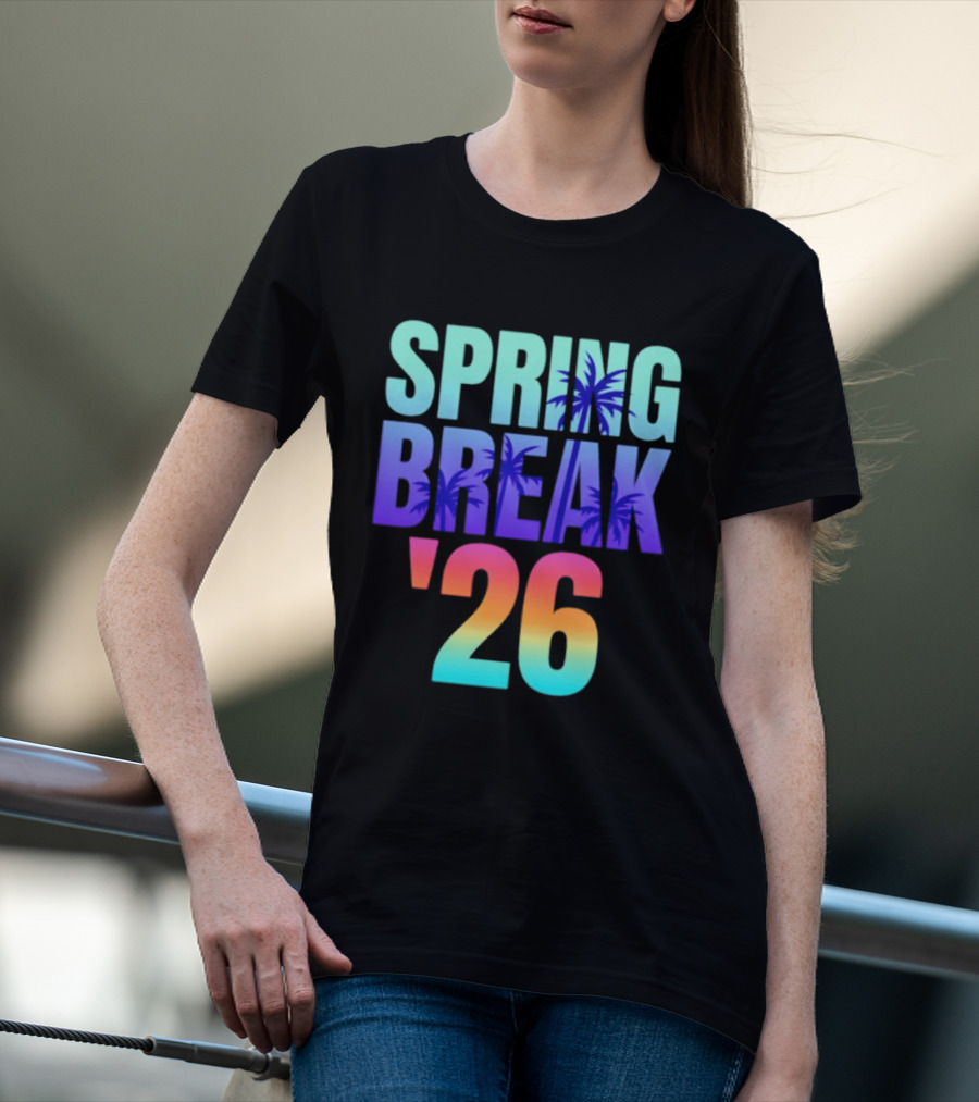 Spring Break '26 Sunset Palm Trees Ocean Vibes T-Shirt