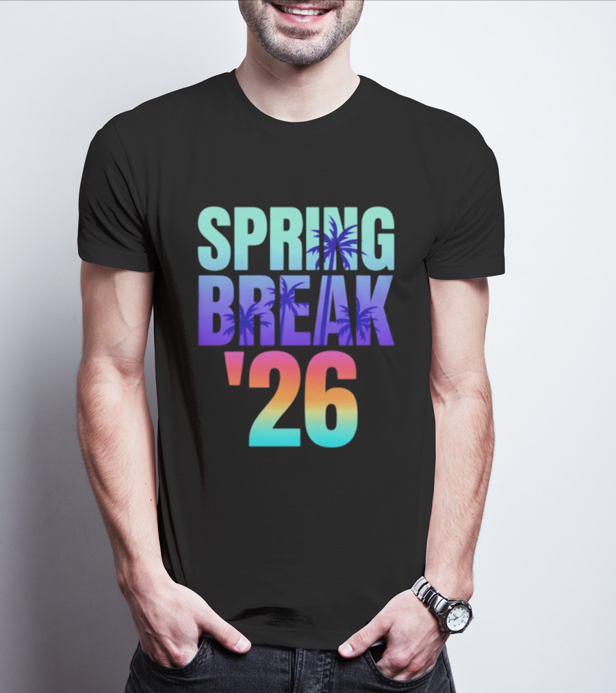 Spring Break '26 Sunset Palm Trees Ocean Vibes T-Shirt