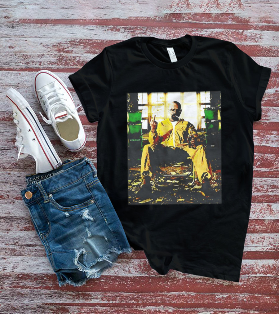 Breaking Bad Walter White Iconic Yellow Suit Middle Finger Scene T-Shirt