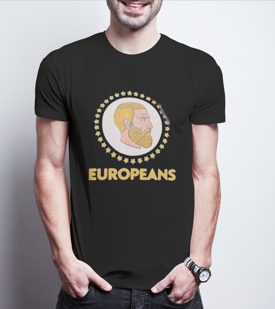 Yes Chad Europeans Stars Circle Beard T-Shirt