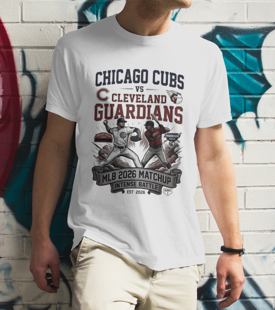 Chicago Cubs Vs Cleveland Guardians MLB 2026 Matchup Intense Battle Est 2026 T-Shirt