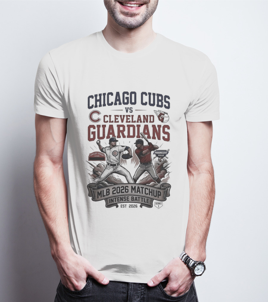 Chicago Cubs Vs Cleveland Guardians MLB 2026 Matchup Intense Battle Est 2026 T-Shirt