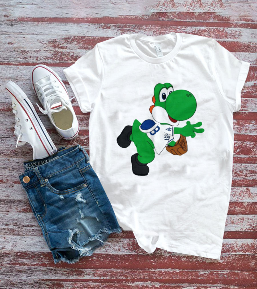 Los Angeles Dodgers Green Dinosaur Cartoon Character Toddler Staple T-Shirt