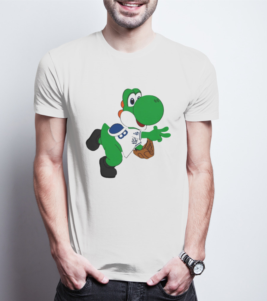 Los Angeles Dodgers Green Dinosaur Cartoon Character Toddler Staple T-Shirt