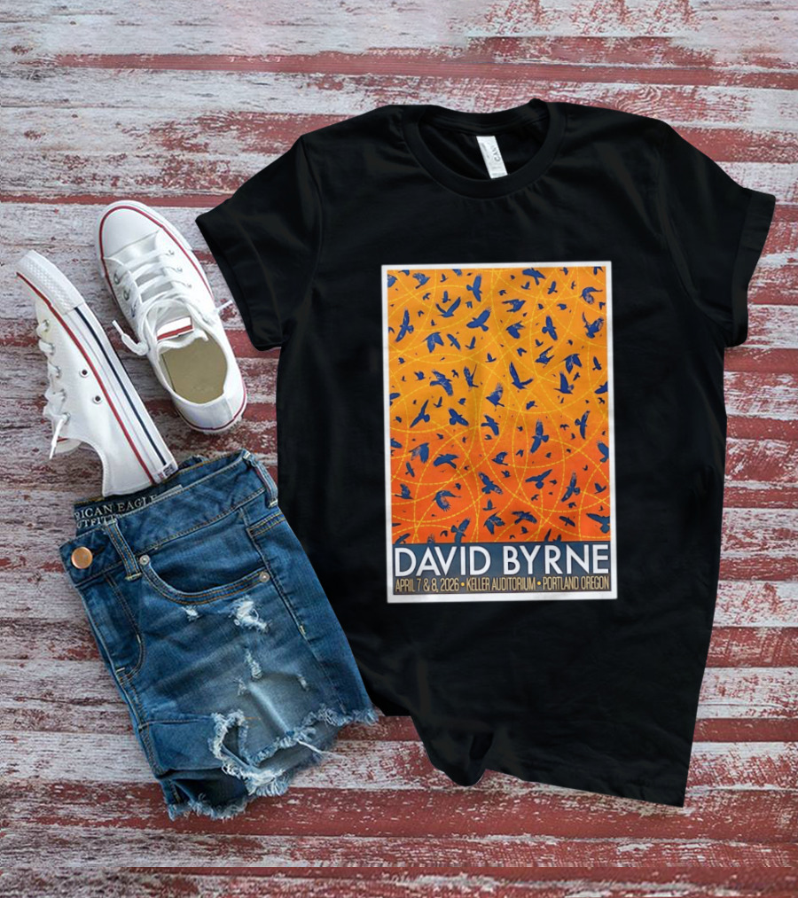 David Byrne April 7 8 2026 Keller Auditorium Portland Oregon Birds Orange Blue T-Shirt
