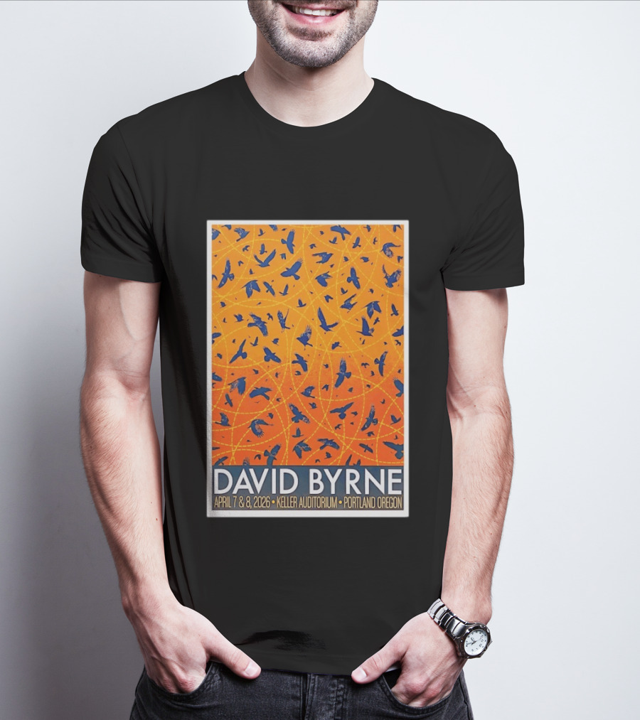 David Byrne April 7 8 2026 Keller Auditorium Portland Oregon Birds Orange Blue T-Shirt