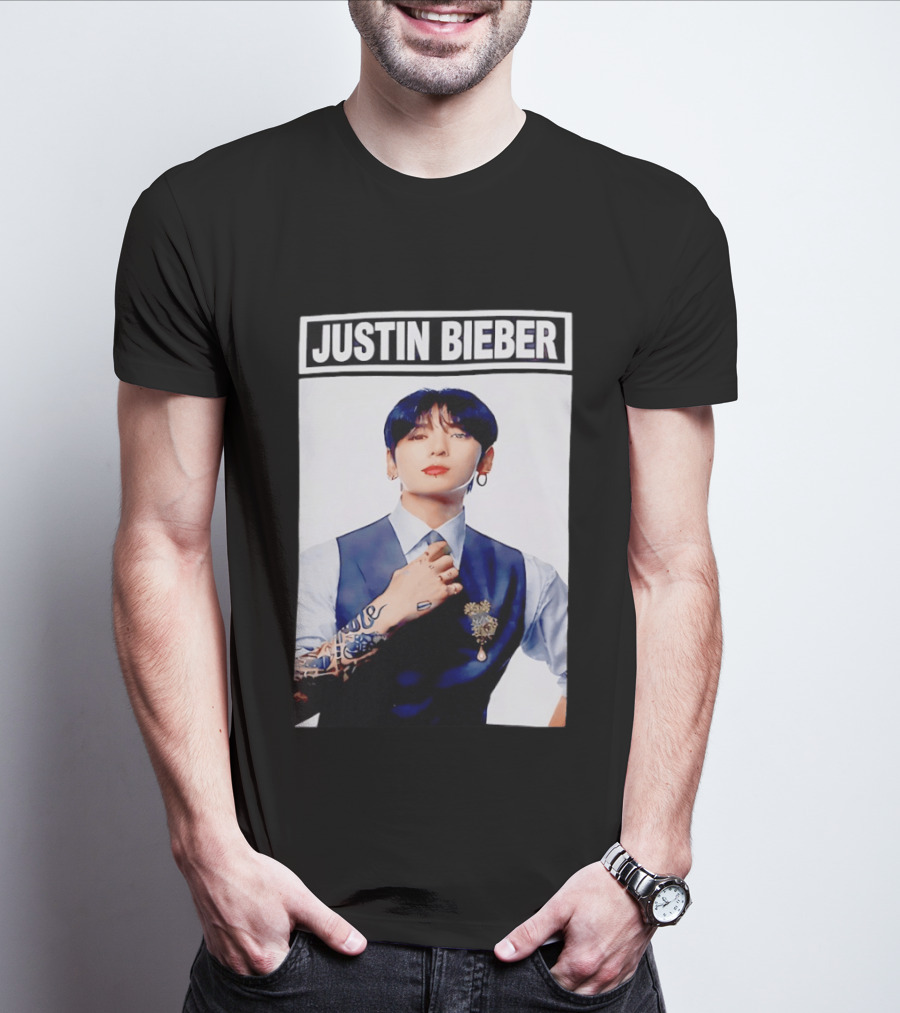 Justin Bieber Jungkook Wearing Suit Tattoo T-Shirt