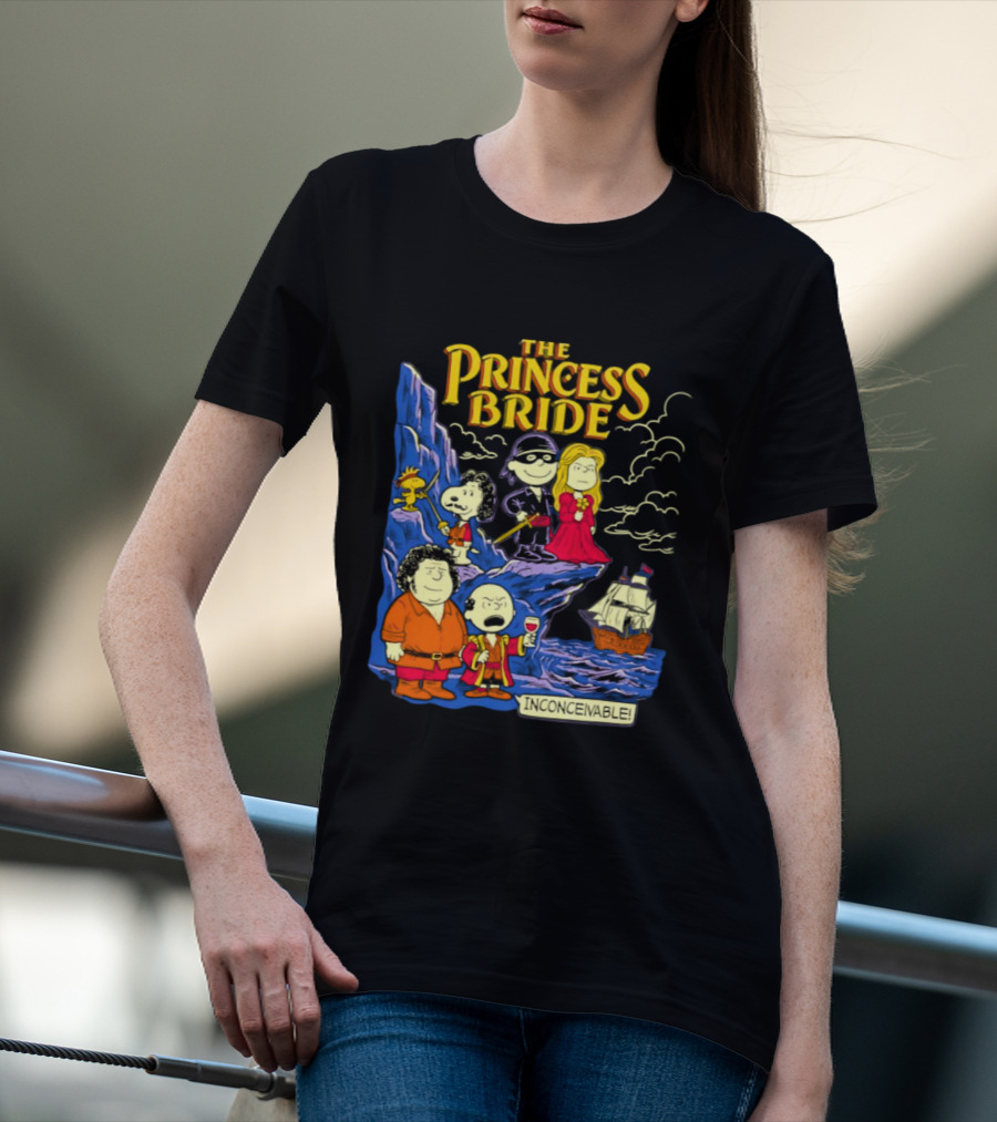 The Princess Bride Peanuts Crossover Featuring Iconic Cartoon Characters T-Shirt