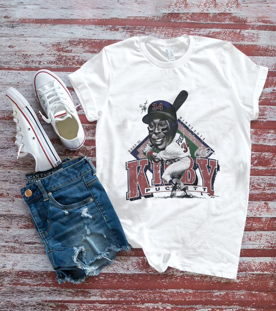 Kirby Puckett 34 Minnesota Twins Baseball Cartoon T-Shirt