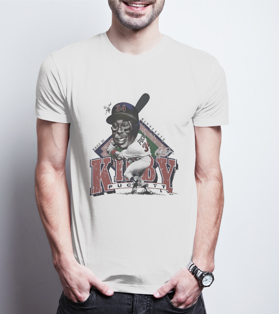 Kirby Puckett 34 Minnesota Twins Baseball Cartoon T-Shirt