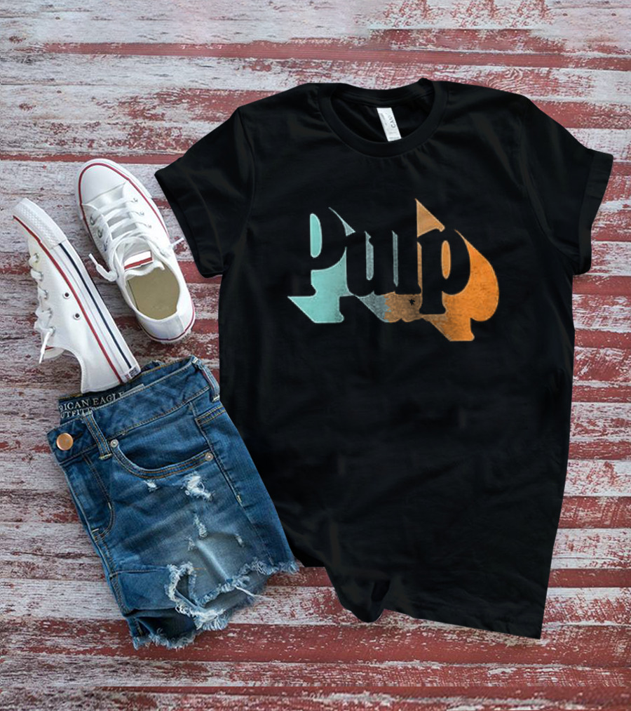 Here Comes More Pulp Dates Retro Style Text In Blue And Orange T-Shirt