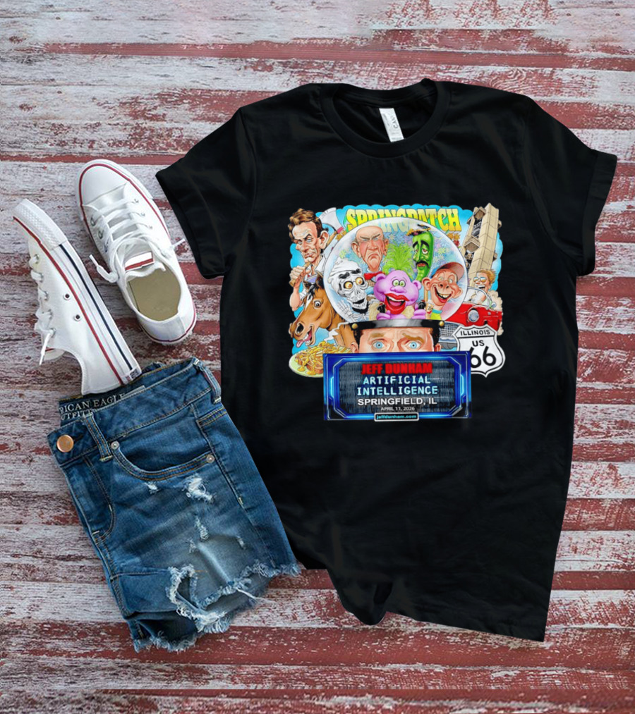 Jeff Dunham Artificial Intelligence Tour Springfield IL Illinois US 66 Characters T-Shirt