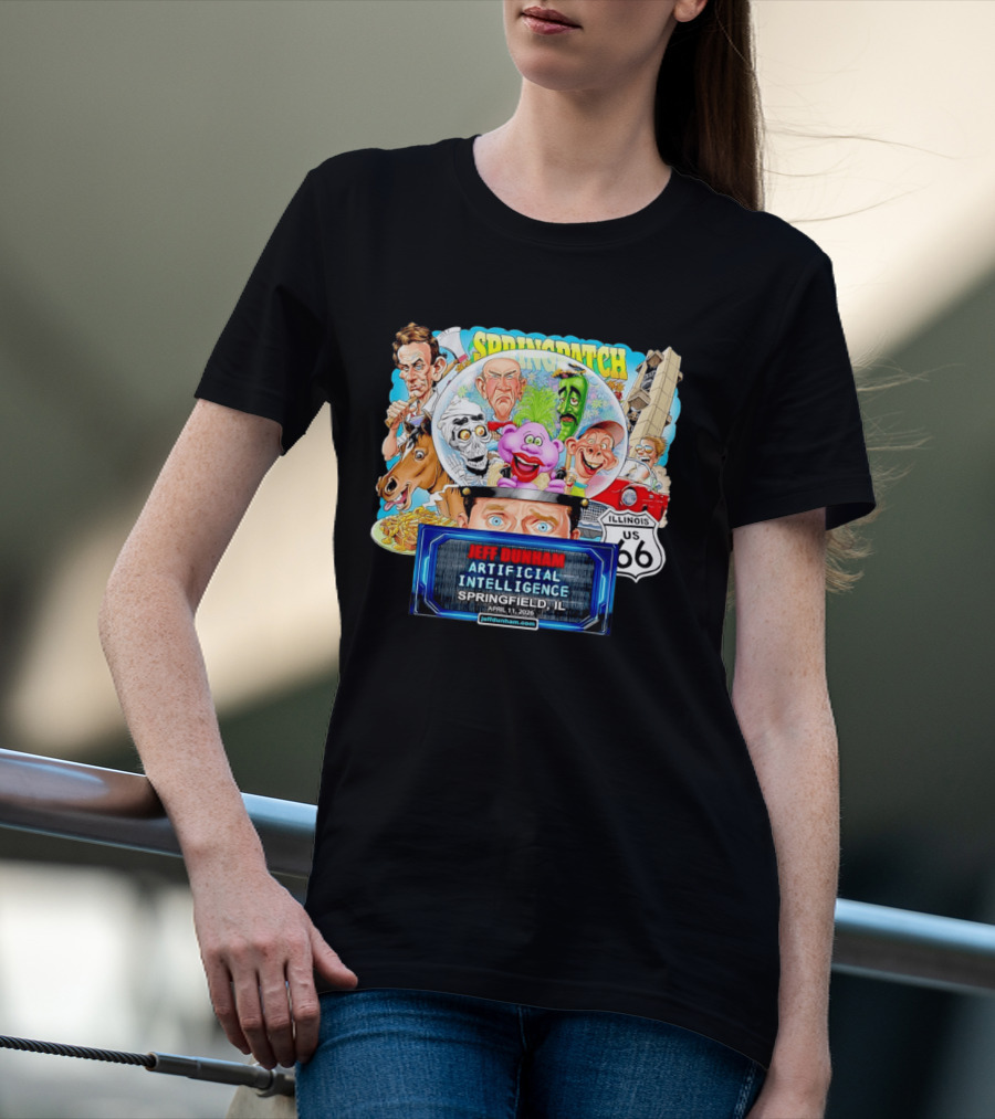 Jeff Dunham Artificial Intelligence Tour Springfield IL Illinois US 66 Characters T-Shirt