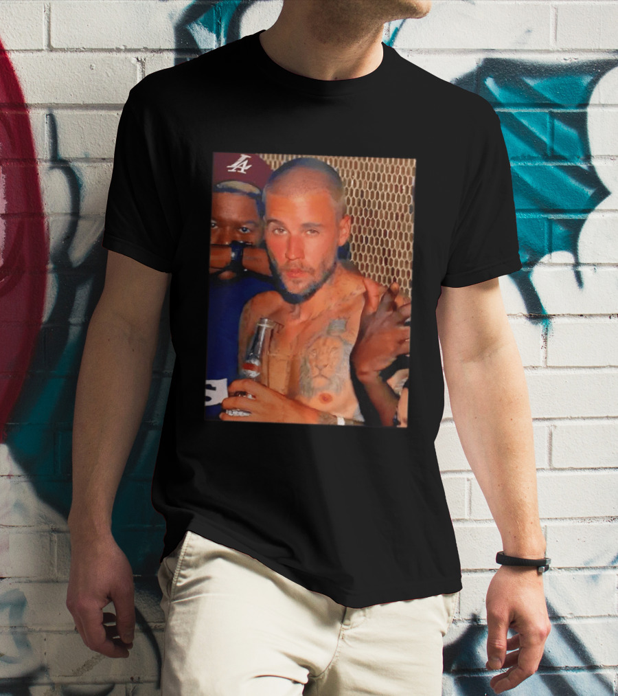 Justin Bieber Holding Beer Photo T-Shirt