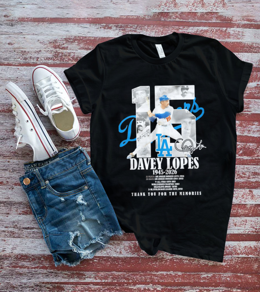 Davey Lopes Los Angeles Dodgers 15 1945 2026 Thank You White Blue T-Shirt