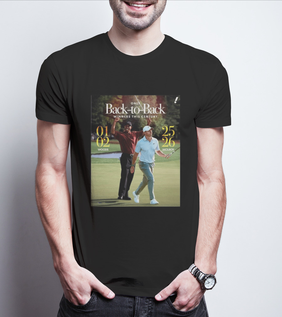 Rory McIlroy Tiger Woods Only Back To Back Winners This Century 01 02 25 26 T-Shirt