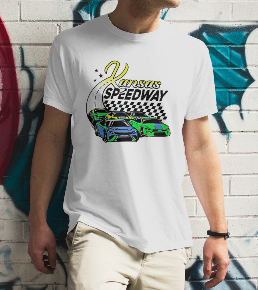 Kansas Speedway Racing Fast Cars And Checkered Flags T-Shirt