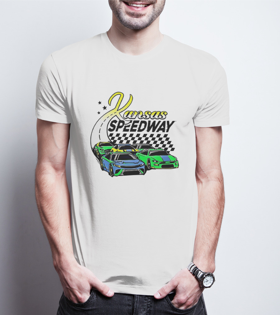 Kansas Speedway Racing Fast Cars And Checkered Flags T-Shirt