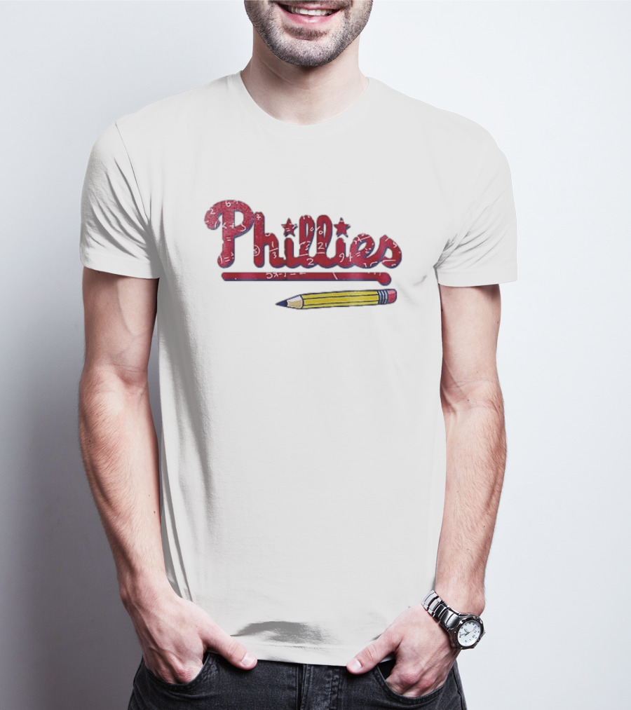 Philadelphia Phillies Teacher Appreciation Pencil And Numbers T-Shirt