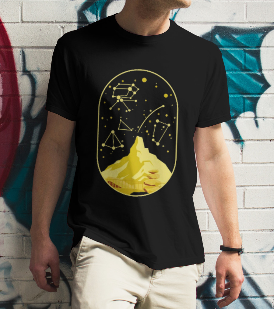 Cairn Minimalist Mountain Constellation Starry Sky T-Shirt