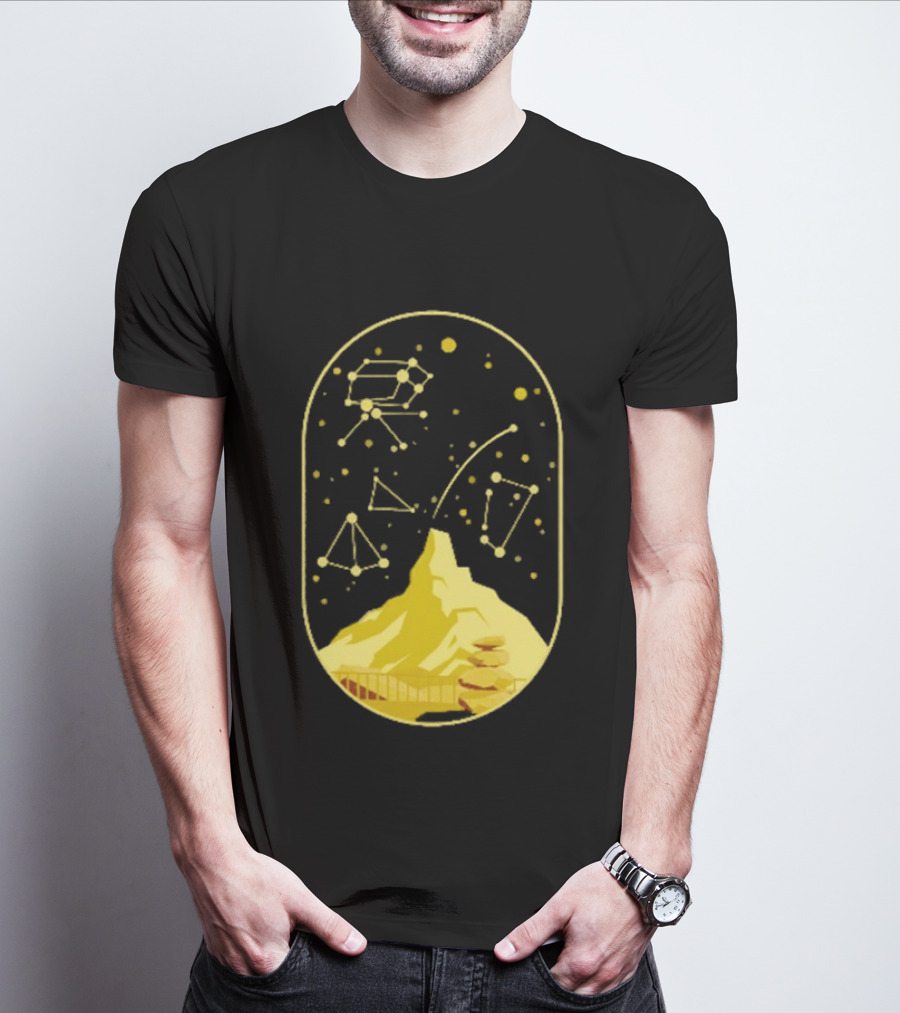 Cairn Minimalist Mountain Constellation Starry Sky T-Shirt